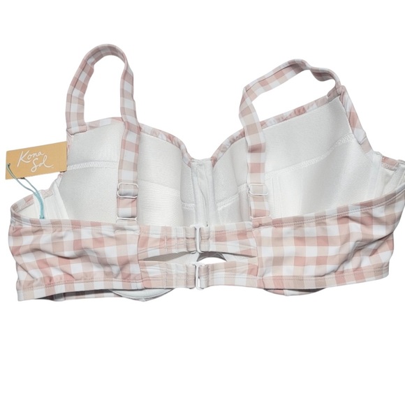 Kona Sol NWT 22W Women's Plus Size Underwire Plaid Swim Top - Picture 3 of 12